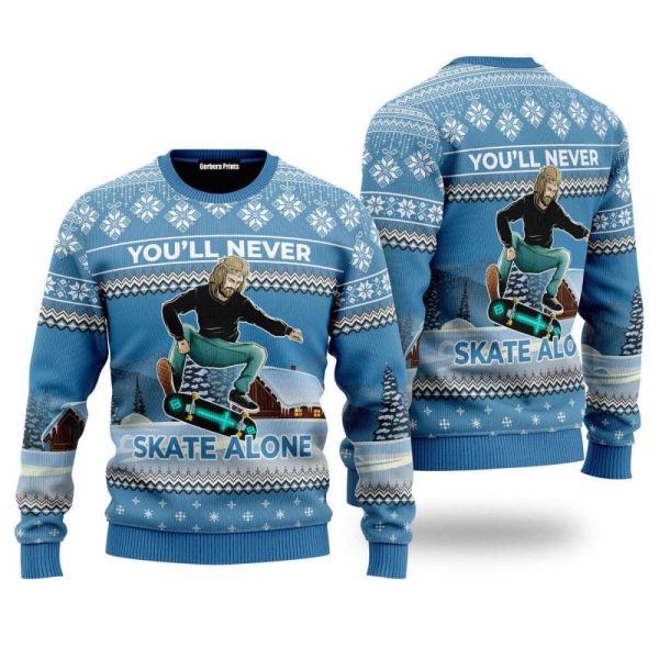 Funny Jesus Skateboarding Ugly Christmas Sweater Gift UH1602