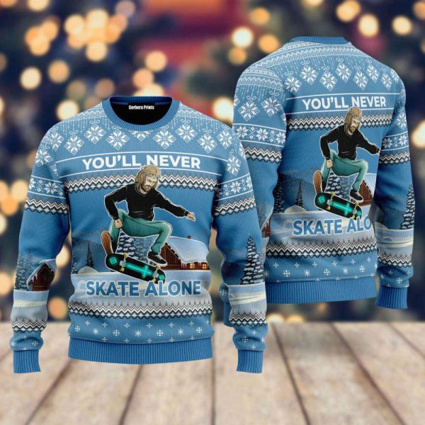 Funny Jesus Skateboarding Ugly Christmas Sweater Gift UH1602