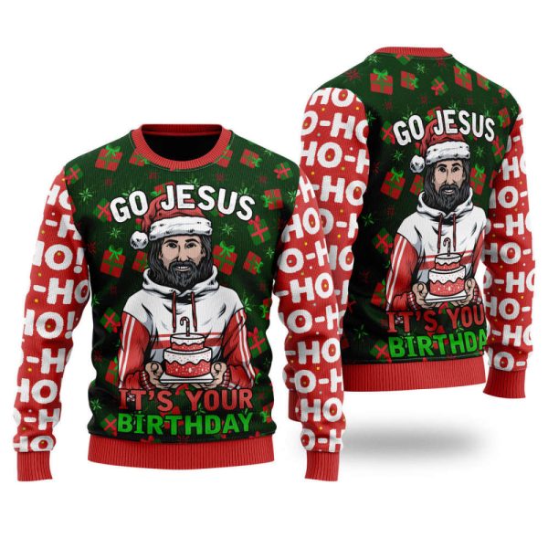 Jesus’s Birthday Go Jesus Ugly Christmas Sweater Gift