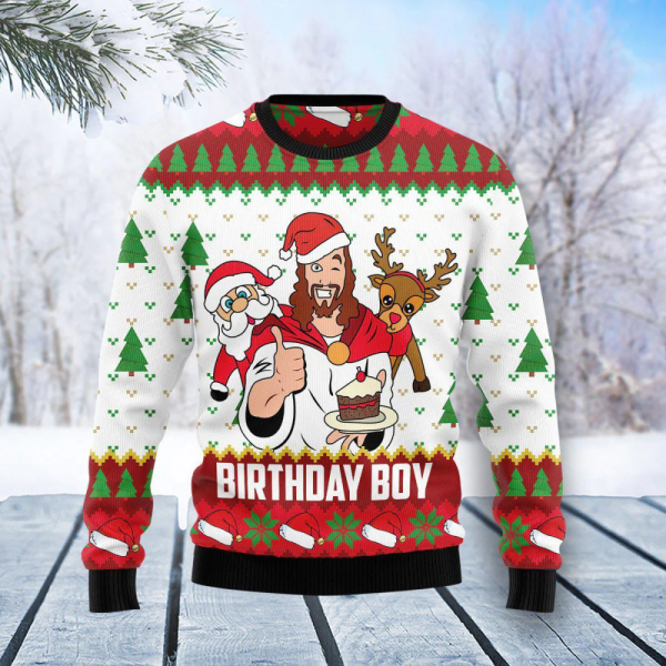 Jesus Birthday Boy Ugly Christmas Sweater 3D Printed Best Gift For Xmas Adult | Gift