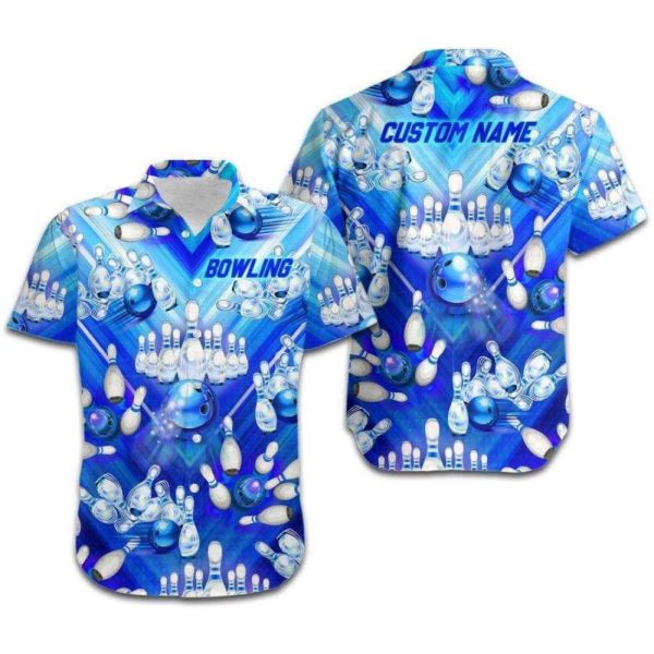 Aloha Blue Bowling Custom Name Hawaiian Shirt Unisex Men HN3566