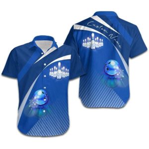 Aloha Bowling Blue Custom Name Hawaiian Shirt Unisex Men HN3565