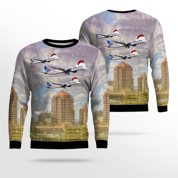 United Airlines Boeing 787 Dreamliner Over Albuquerque  Chirtmas Ugly Sweater – Sweatshirt Gift For Christmas Day