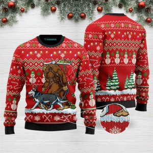 Bigfoot Huskey Ugly Christmas Sweater –…