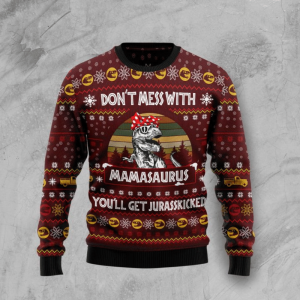 Dinosaur Mom Ugly Christmas Sweater –…