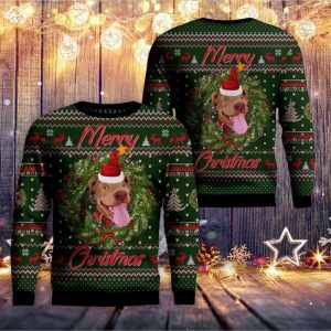 Merry Christmas Pitbull AOP Christmas Sweater…