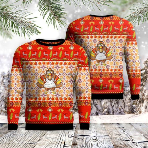 Thanksgiving Turkey Football Christmas Sweater  – Gift For Christmas Day