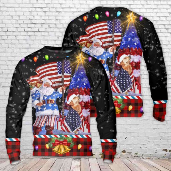 Golden Retriever Flag Merry Christmas 3D Sweater – Perfect Gift for Christmas Day