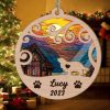 Custom Suncatcher Ornament Cavalier King Charles Spaniel – Sunset Background Custom Name and Year Christmas Gift for Dog Lover