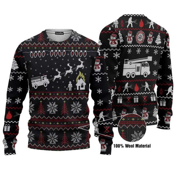 3D Firefighter Fire Dept Ugly Sweater –  Perfect Christmas Gift