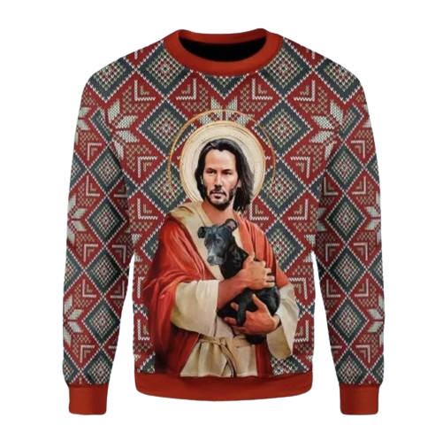 Christmas Patterns – God Jesus Keanu Reeves Ugly Sweater Gift