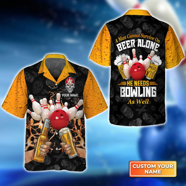 Personalized 3D Hawaiian Shirt – Stay Stylish with Beer Bowling & Your Name