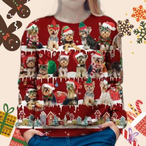 Adorable Yorkshire Terrier Ugly Christmas Sweater:…