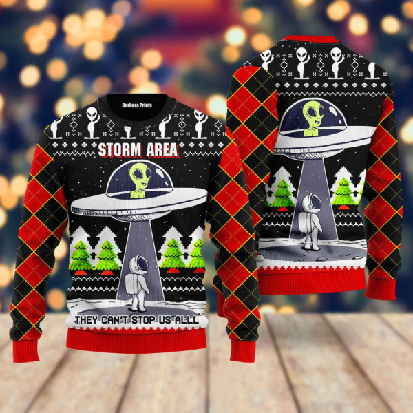 Get Festive with Alien Stop Area Ugly Christmas Sweater – Best Xmas Gift! 3D Printed UH1151 AOP Shirt