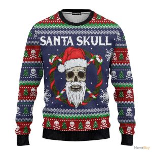 Animal Santa Skull Ugly Christmas Sweater:…