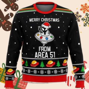 Area Aliens Ugly Sweater: Merry Xmas…