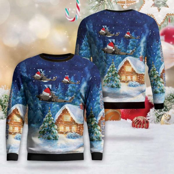 Army Bell AH-1 Cobra Christmas Sweater – Unique 3D Gift for the Holidays