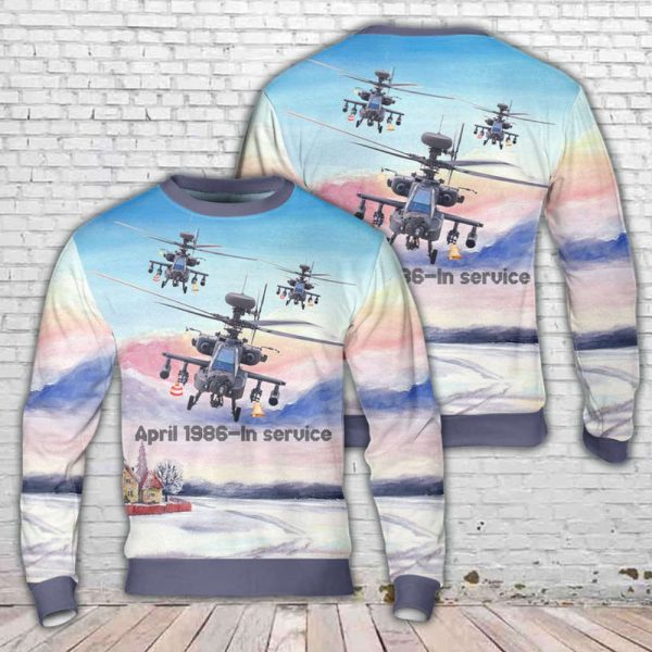 Christmas Sweater: Army Boeing AH-64 Apache 3D Gift – Perfect for Christmas!