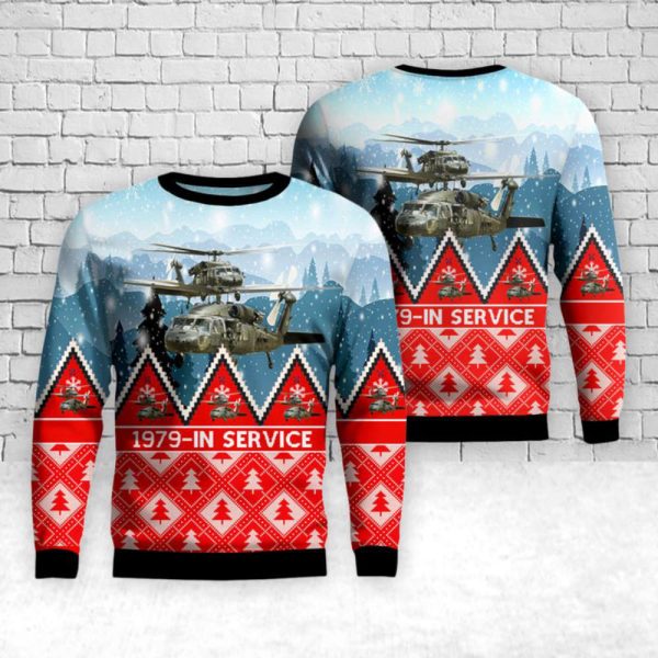 Unique Army Sikorsky UH-60 Black Hawk Christmas Sweater – 3D Gift for Christmas