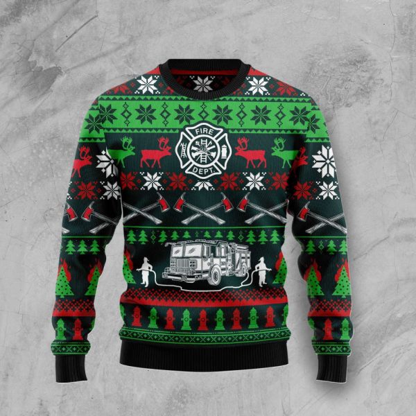 Get Festive with the Awesome Firefighter G51022 Ugly Christmas Sweater  Perfect Christmas Gift