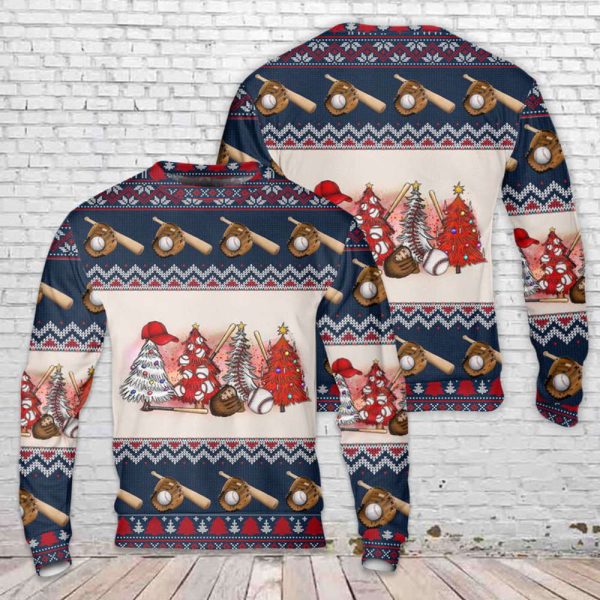 3D Baseball Christmas Trees Sweater: Perfect Holiday Gift for Christmas