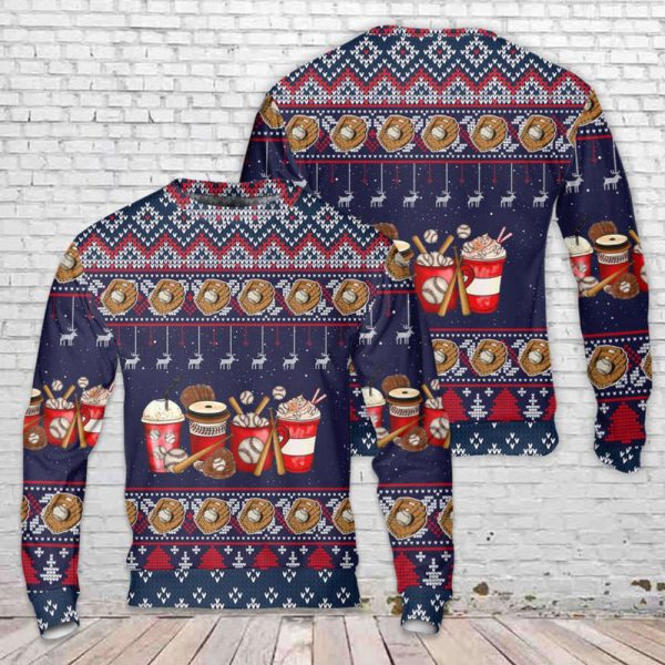 Christmas Sweater: Baseball Coffee Drink 3D DLTT2910BG12 – Perfect Gift for Christmas