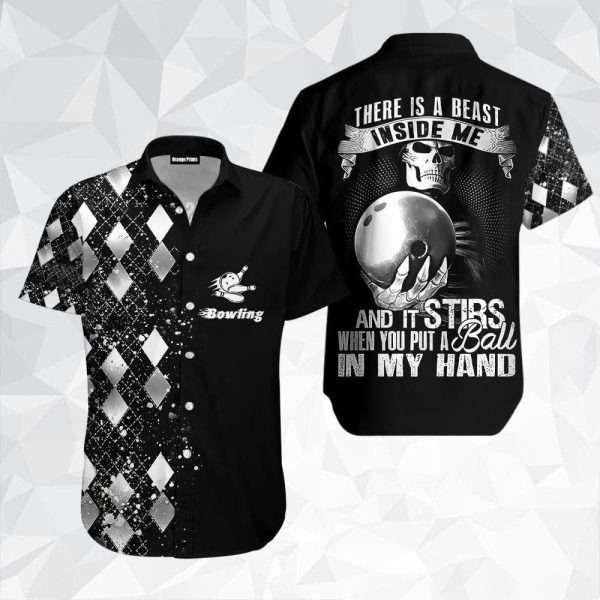 Beast Inside Me Hawaiian Shirt – Unisex Silver Bowling Design WT5219
