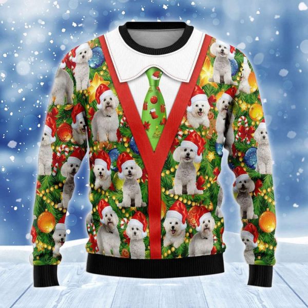 Bichon Frise Xmas Ugly Sweater: Festive Pet Apparel for a Stylish Holiday