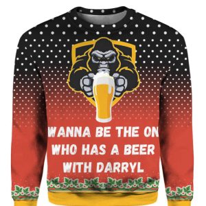 bigfoot 3d ugly christmas sweater hoodie be the one to share a beer with darryl gift for christmas.jpeg
