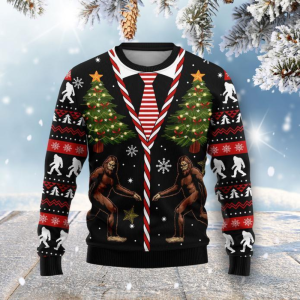 Bigfoot Ugly Christmas Sweater for Men…