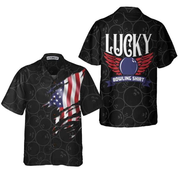 Black Bowling American Flag Hawaiian Shirt – Perfect Gift for Bowling Players Friends Family – 80% Off!
