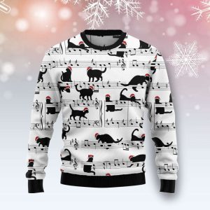 Black Cat Christmas Music Ugly Christmas…