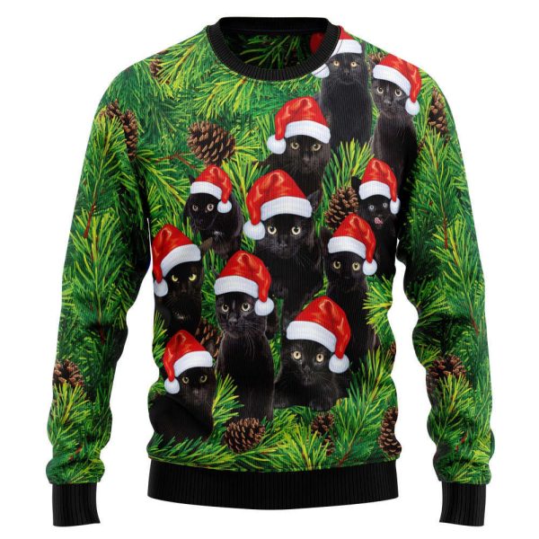 Black Cat Christmas Tree TG5116 Ugly Sweater – Perfect Christmas Gift Noel Malalan Signature