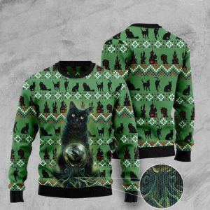 Black Cat Halloween Ugly Christmas Sweater