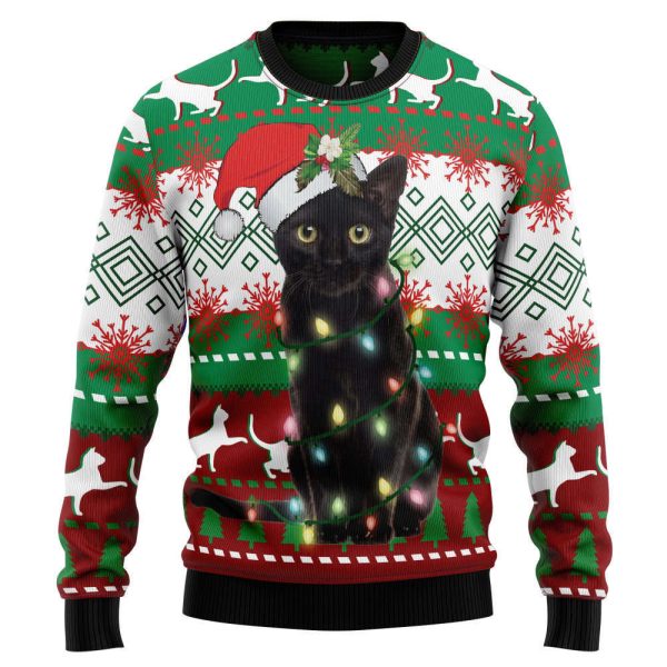 Black Cat Light Christmas T1210 Ugly Sweater – Perfect Gift for Christmas Noel Malalan Signature (Copy)