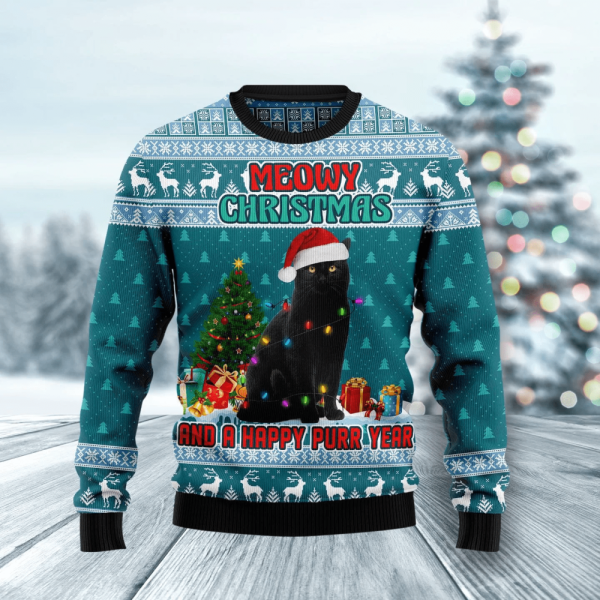 Black Cat Meomy Christmas Ugly Sweater 3D Printed Best Xmas Gift US5189 3D AOP Shirt