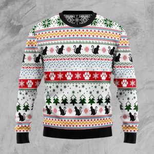 Black Cat Pattern Ugly Christmas Sweater