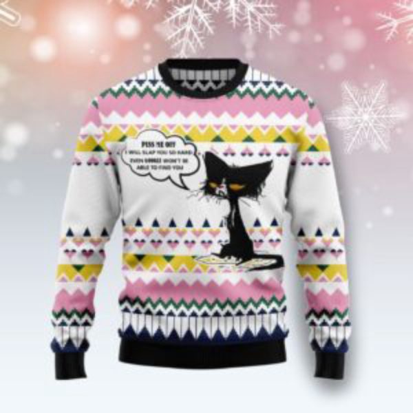 Black Cat Piss Me Off Ugly Christmas Sweater, All Over Print Sweatshirt Gift for Christmas