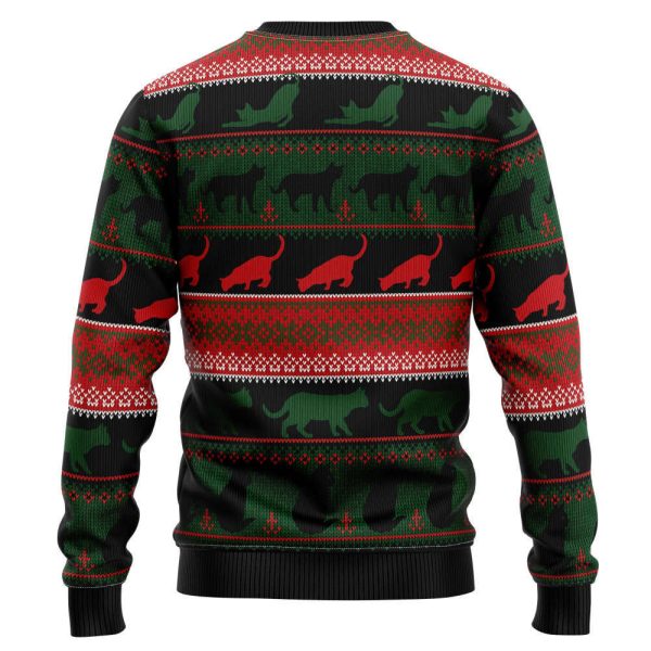 Black Cat Sleigh To Death Star Ugly Christmas Sweater