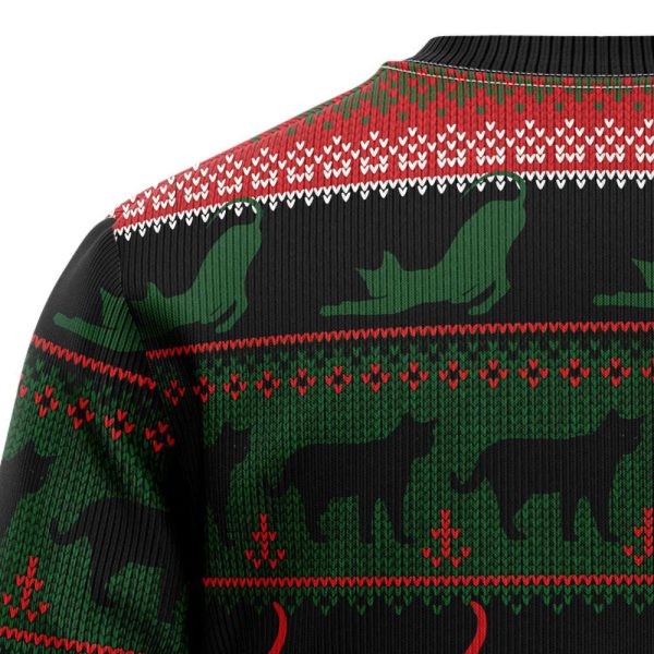 Black Cat Sleigh To Death Star Ugly Christmas Sweater