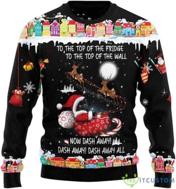 Black Cat Sleigh Ugly Christmas Sweater – Christmass Gift