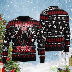 Black Cat Tis The Season To Be Spooky Halloween Ugly Christmas Sweater