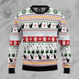 Black Cat Ugly Christmas Sweater, Christmas…