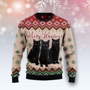 Black Cat Vintage Flower Ugly Christmas…