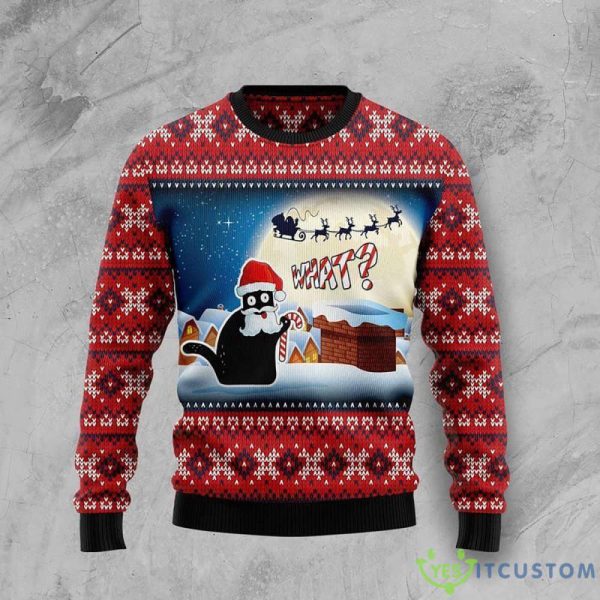 Black Cat What Chimney Ugly Christmas Sweater – Christmass Gift