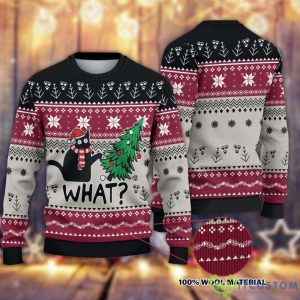 Black Cat What Ugly Christmas Sweater…