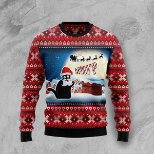 Black Cat What Ugly Christmas Sweater,…