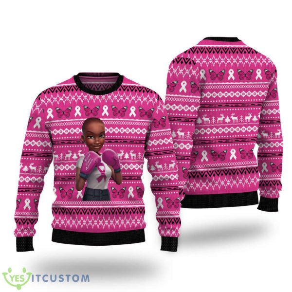 Black Queen Breast Cancer Awareness Christmas Ugly Sweater