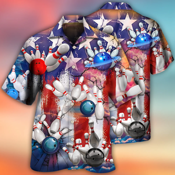 Get Festive with Bowling Aloha Hawaiian Shirts: Patriotic USA Flag Designs for Men & Women