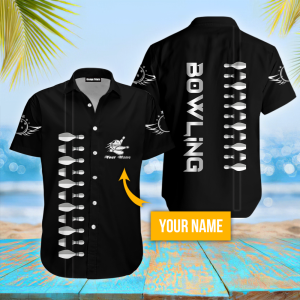 Bowling Black Custom Name Hawaiian Shirt…